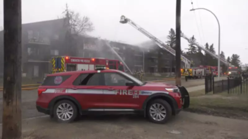 Crews Battle Wind-Fueled Apartment Fire in West Edmonton