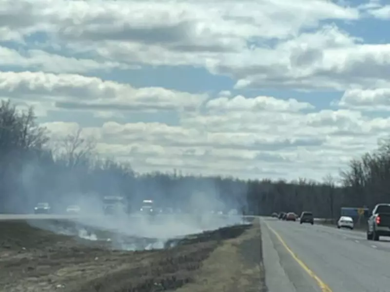 Discarded Cigarette Ignites Season's First Grass Fire on Ottawa Highway