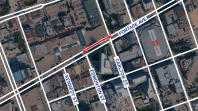 Downtown Winnipeg's Westbound Portage Avenue to Reduce to Single Lane Next Week