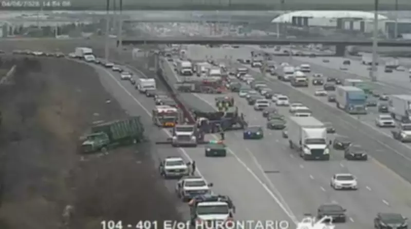 Dump Truck Collision Blocks Eastbound Lanes in Mississauga, Gas Leak Reported