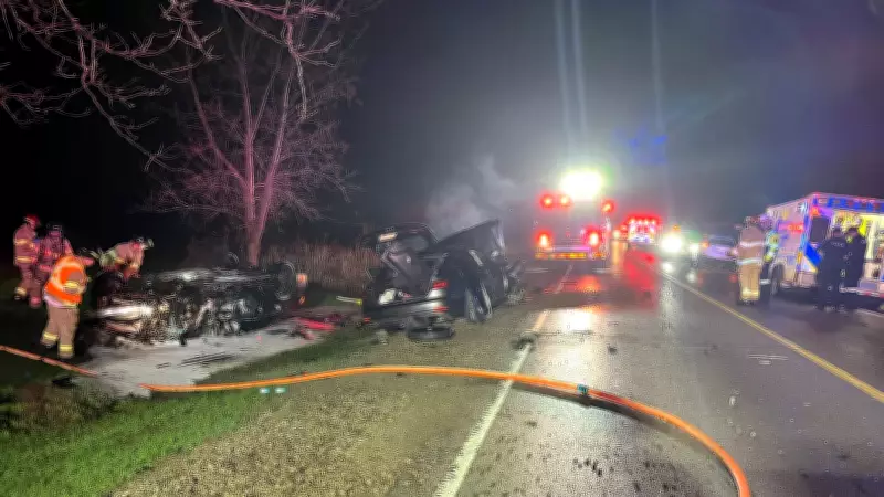 Emergency Crews Respond to Fiery Rollover Collision on Sunningdale Road in London