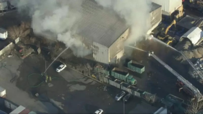 Firefighters Battle Major Blaze at Etobicoke Waste Facility, No Injuries Reported