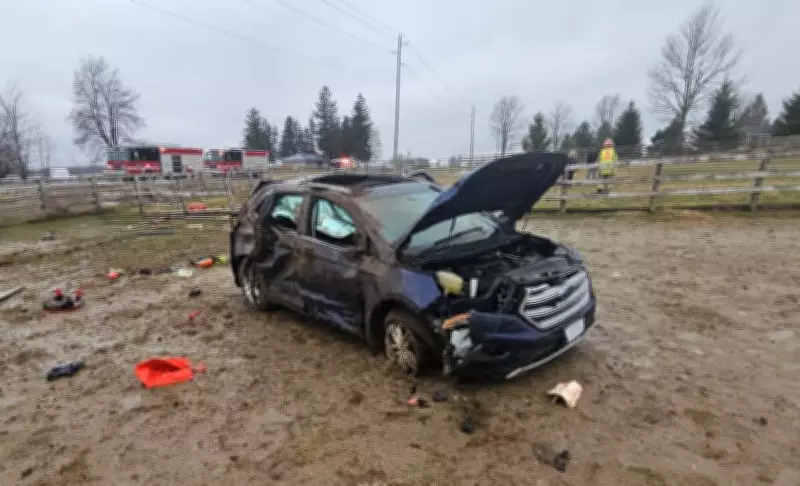 Four Hospitalized, One Charged After Serious Car Crash in Mapleton, Ontario