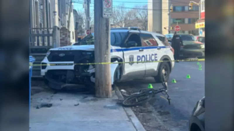 Halifax Police Car Hits Pole After Striking Suspect in Pursuit