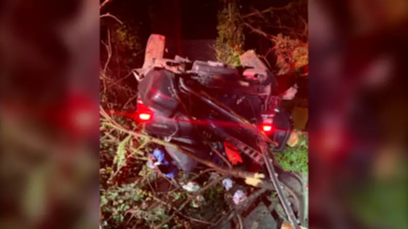 High-Speed Crash Flips Vehicle Onto Its Roof in New Westminster, Police Report