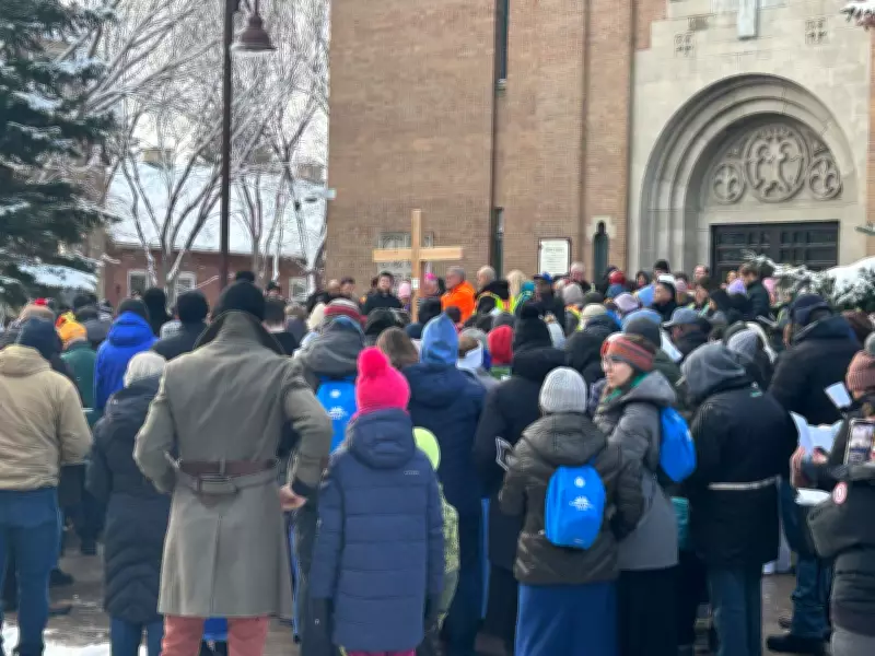 Hundreds Gather for Outdoor Way of the Cross Ceremony at Calgary's St. Mary's Cathedral