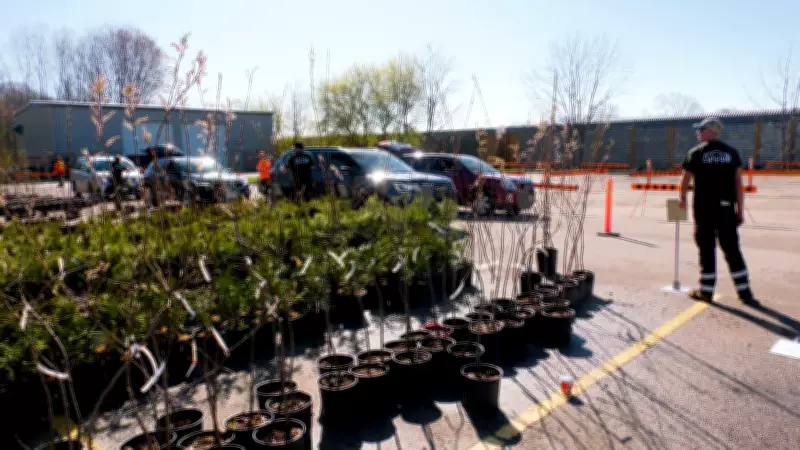 London Residents Cause Traffic Jam While Collecting Free Earth Day Trees