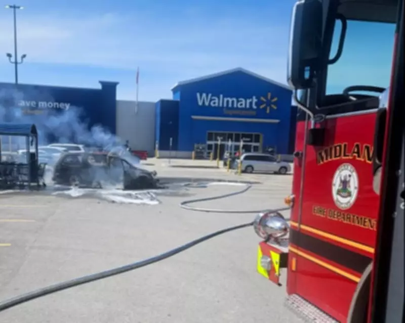 No Injuries After Vehicle Fire Spreads in Walmart Parking Lot