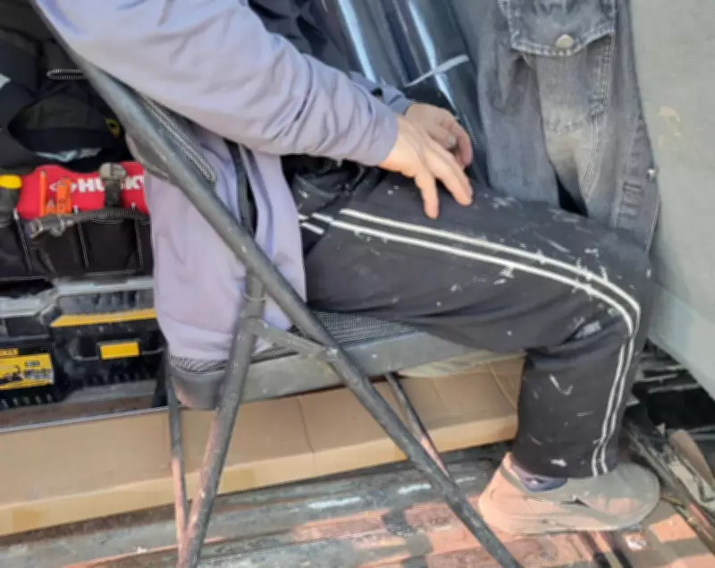 Passenger Caught Riding on Fold-Up Chair in Back of Cargo Van in Bolton