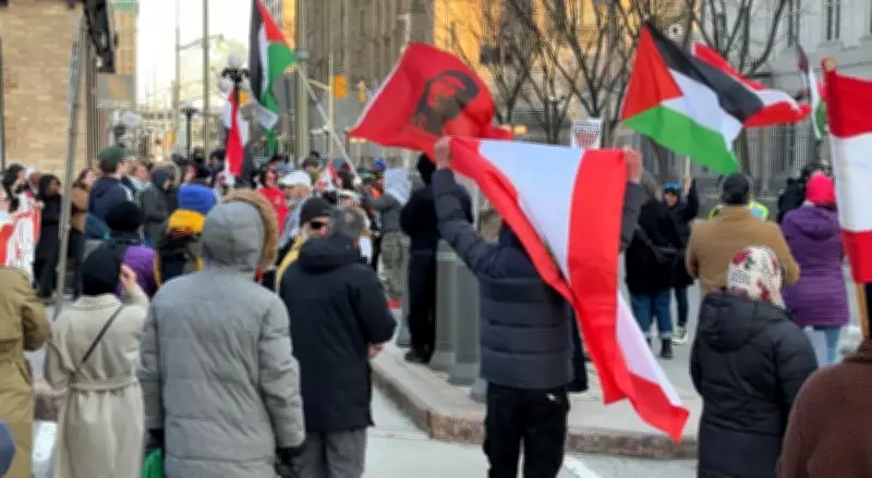 Protesters Rally at U.S. Embassy in Ottawa Against Wars in Lebanon and Iran