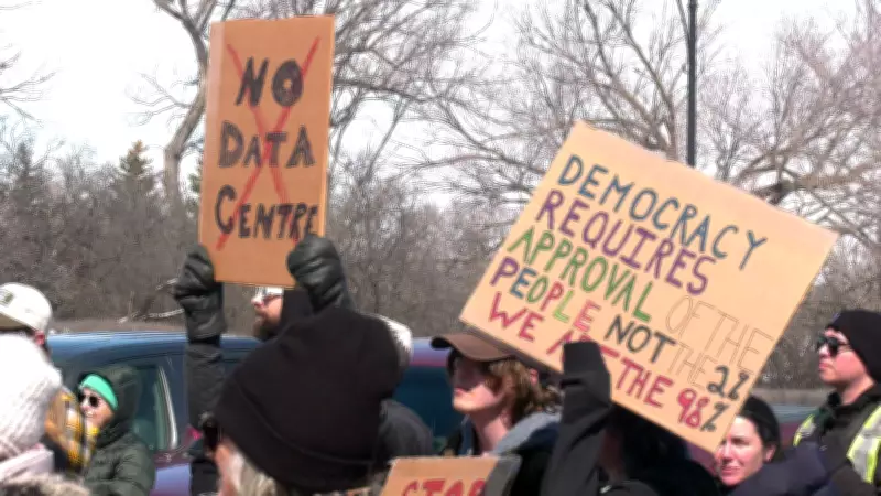 Regina Citizens Protest AI Data Centre at Saskatchewan Legislative Building