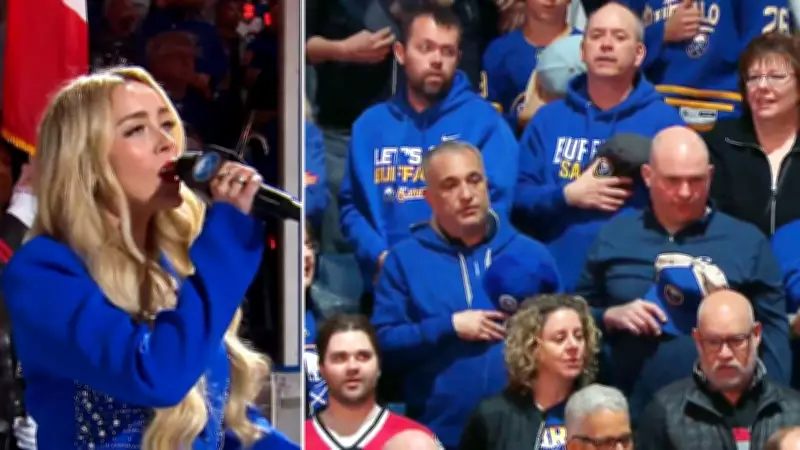 Sabres fans sing 'O Canada' after anthem mic malfunction in Buffalo