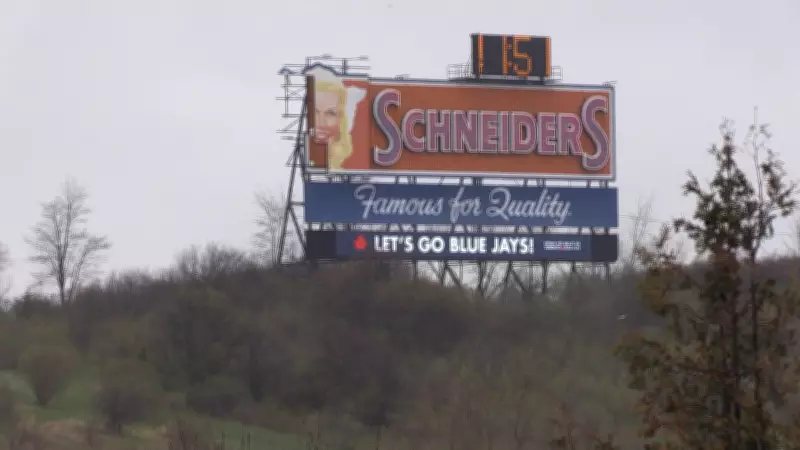 Schneiders Sign in Wellington County Damaged by Severe Storm