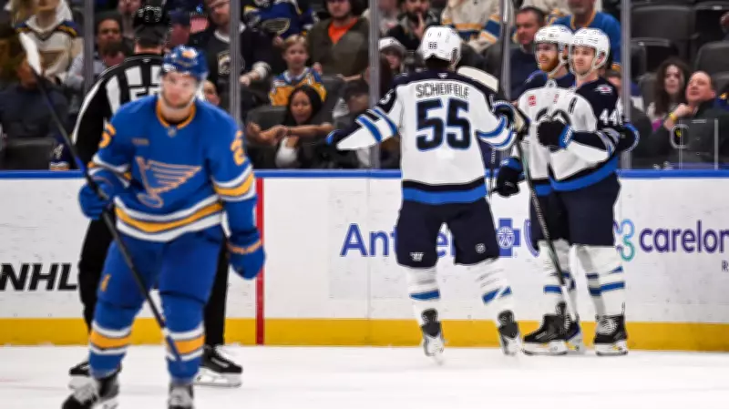 Toews Nets Overtime Winner, Jets Edge Blues to Keep Playoff Hopes Alive