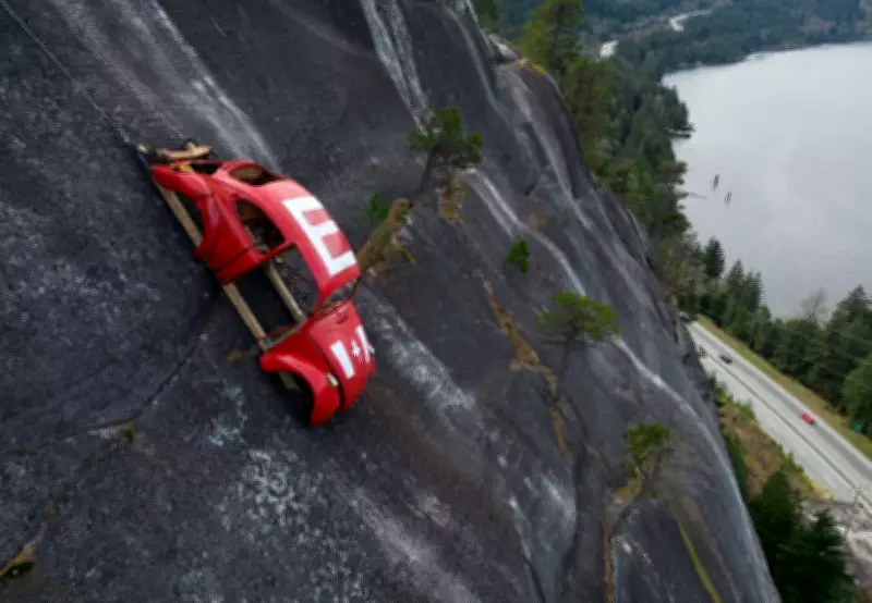 Volkswagen Shell Hangs on Cliff in Squamish, B.C., Prompting Park Closure