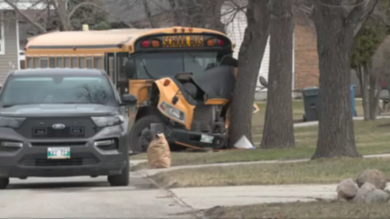 Winnipeg School Bus Crash in City's Northwest Leaves Vehicle Damaged