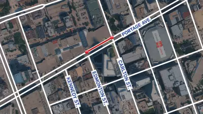 Downtown Winnipeg's Westbound Portage Avenue to Reduce to Single Lane Next Week