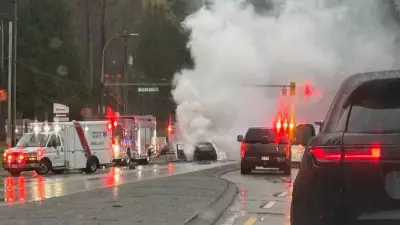 Serious Burnaby Crash Sends Two to Hospital, Closes Barnet Highway