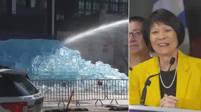 Toronto Mayor Chow Reacts as Firefighters Melt Drake's 'Iceman' Sculpture Downtown