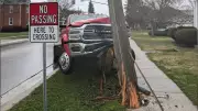 Flatbed Truck Collides with Utility Pole in Tavistock; No Injuries Reported