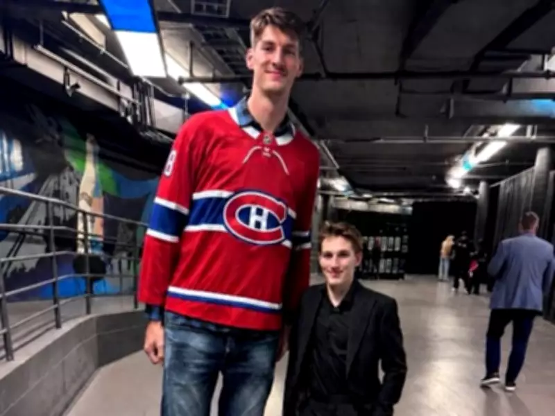 7-Foot-9 NCAA Star Olivier Rioux Towers Over Canadiens' Lane Hutson in Viral Photo