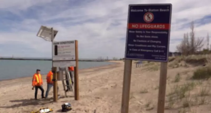 Canada's first smart beach light warning system installed at Kincardine's Station Beach