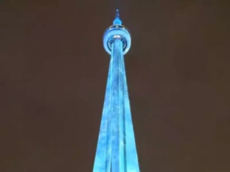 CN Tower Frozen by Drake's Light Show: A Toronto Spectacle