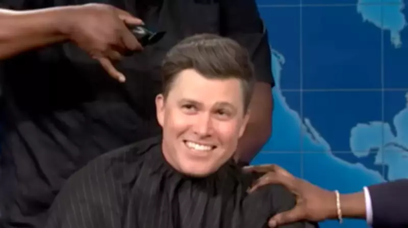 Colin Jost Nearly Shaves Head Live on SNL's Weekend Update