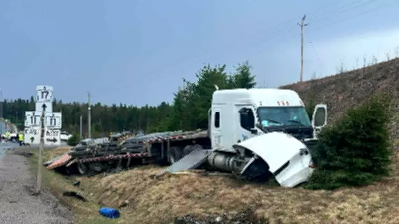 Driver critical after crash with transport truck in Shabaqua, Ont.