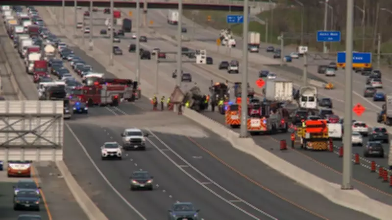 Dump Truck Crash Snarls Traffic on Hwy. 401 in Mississauga