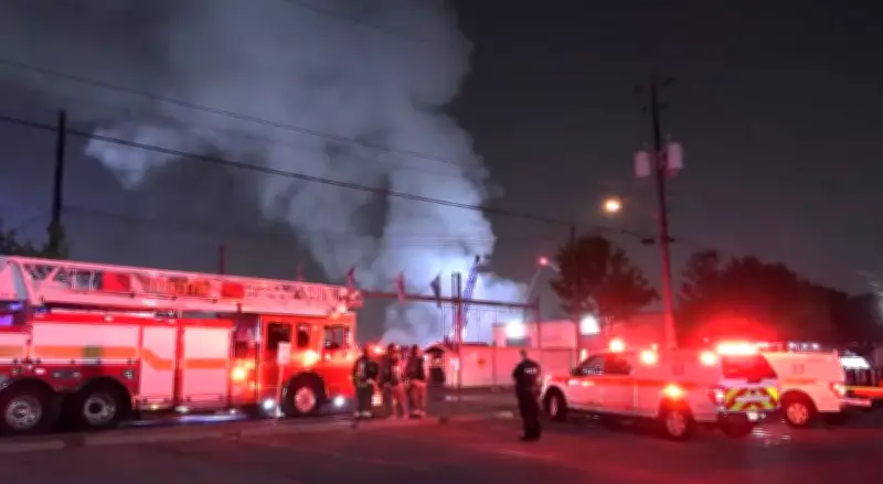Fire Breaks Out at Industrial Warehouse in North York