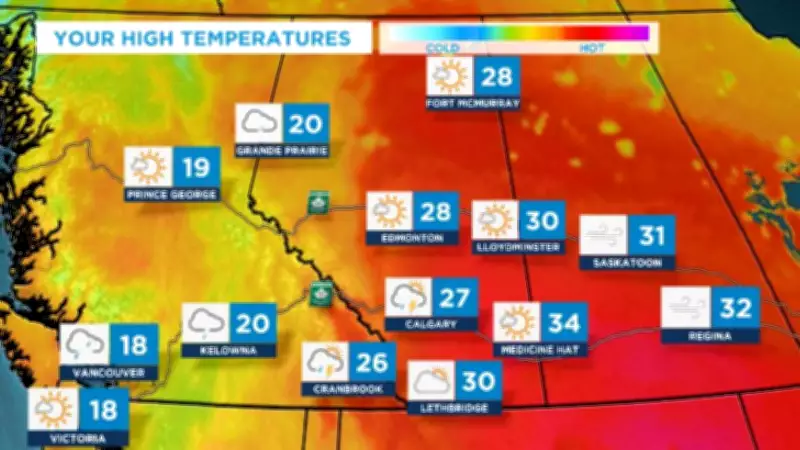 Heat Warnings Issued for East Central and Southern Alberta; Thunderstorms Possible