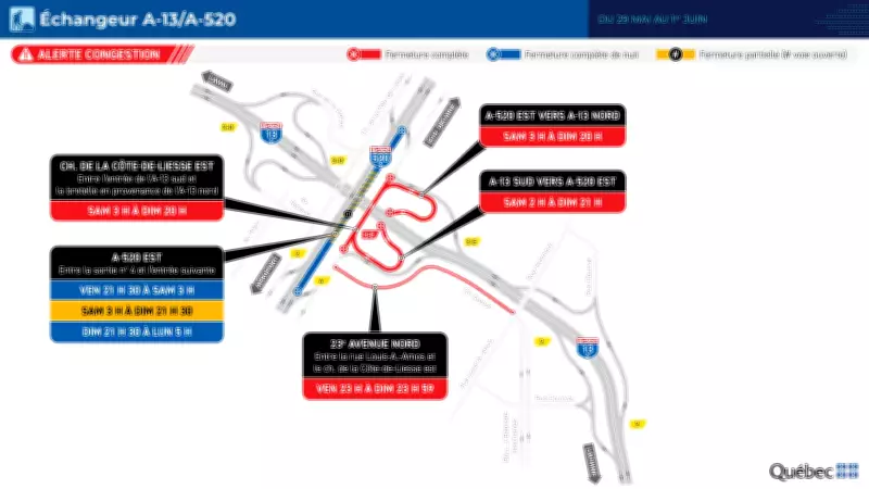 Montreal Highway 13 and 520 Interchange Closure Expected This Weekend