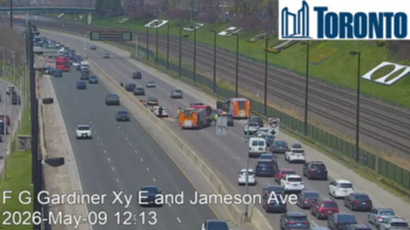 Multi-Vehicle Crash Blocks Westbound Gardiner Near Jameson Avenue