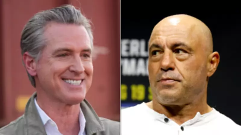 Newsom Dares Rogan to Host Him, Calls Him 'Too Chicken'