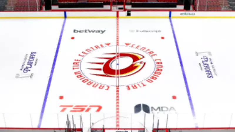 Ottawa Charge Logo Painted on Canadian Tire Centre Ice for PWHL Playoffs