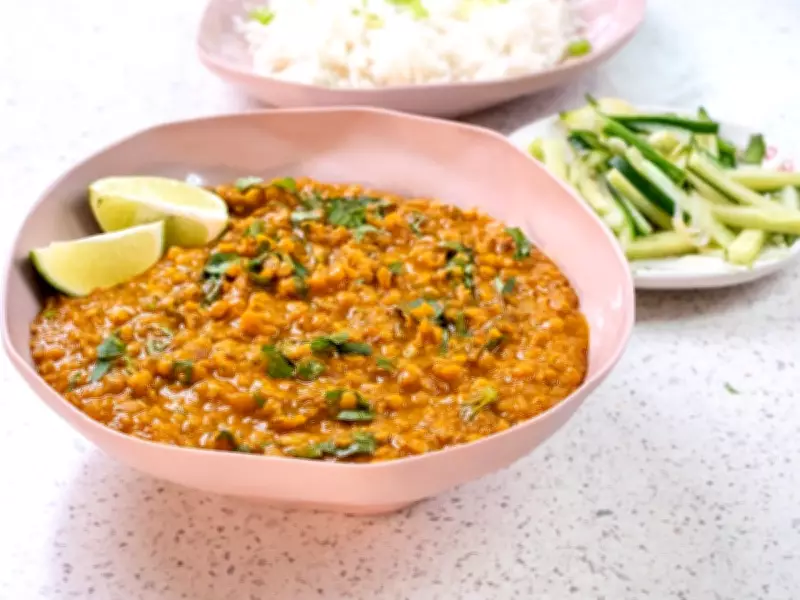 Thai-Inspired Red Lentil Dal: A Fusion of Punjabi and Thai Flavors