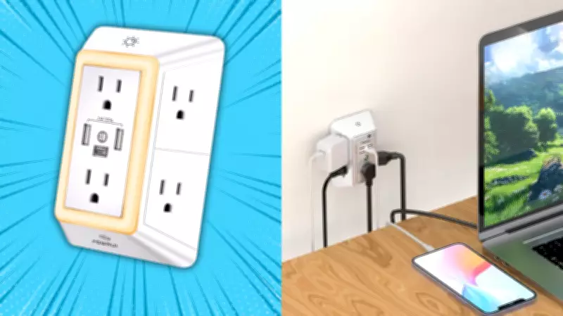 This Surge Protector Flush Against Wall is a Game-Changer for Cluttered Outlets