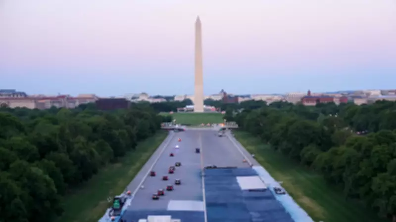 Trump Inspects New Blue Coating at Lincoln Memorial Reflecting Pool