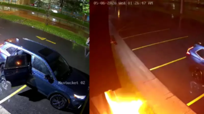 Video shows suspect setting Scarborough warehouse on fire in third incident at FlooReno