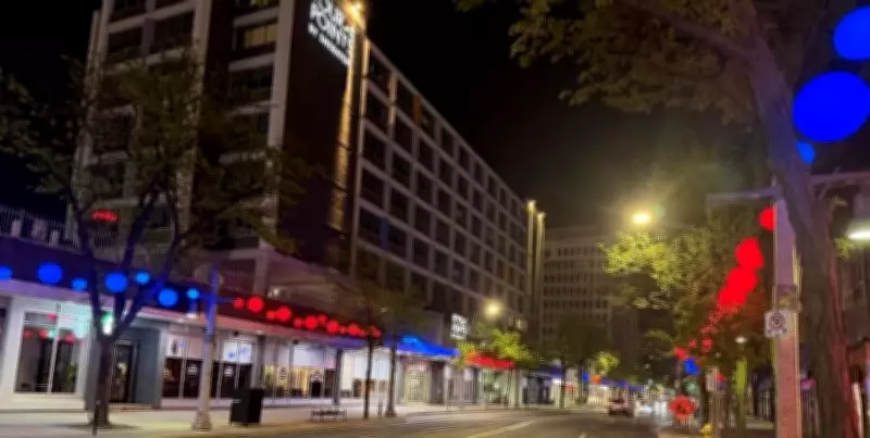 Windsor Downtown Lights Turn Red and Blue for Pistons, Canadiens Support