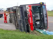 Calgary Transit Bus Overturns After Collision with Gravel Truck, Minor Injuries