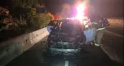 Driver of burning car arrested for public intoxication in B.C.'s Fraser Valley
