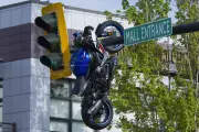 Motorcycle Crash in Delta Leaves Bike Hanging from Traffic Light