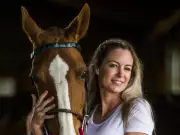 SUNshine Girl Ryan Poses with Horse at Toronto Polo Club