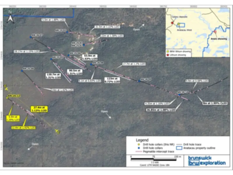 Brunswick Exploration Extends Anais Strike Length to Over 350 Meters