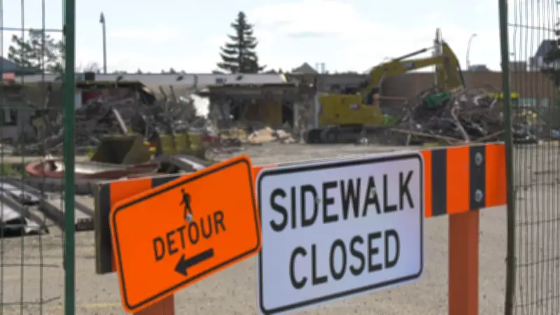 Demolition of Stony Plain Road Strip Mall Begins in Edmonton