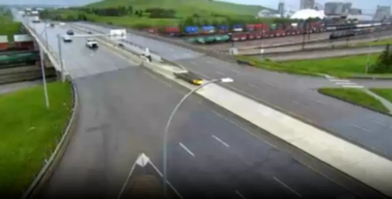 Flooding Closes Yellowhead Trail Westbound at 170 Street in Edmonton
