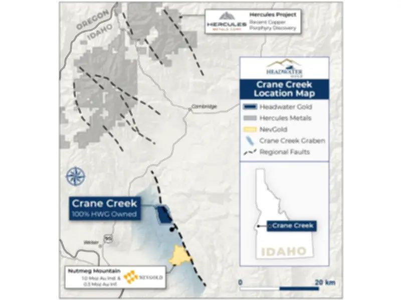 Headwater Gold Commences Centerra-Funded Drilling at Crane Creek Project, Idaho