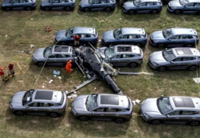 Helicopter Collision in Rio Kills Six, Sparks Fire at Car Dealership